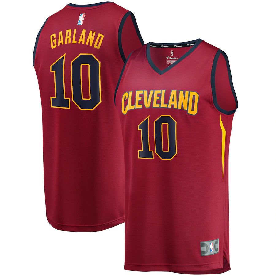 Men Cleveland Cavaliers 10 Darius Garland Fanatics Branded Wine Fast Break Replica NBA Jersey